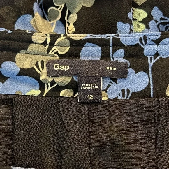 Gap Pleated Navy Floral Skirt Size 12 - Picture 5 of 8